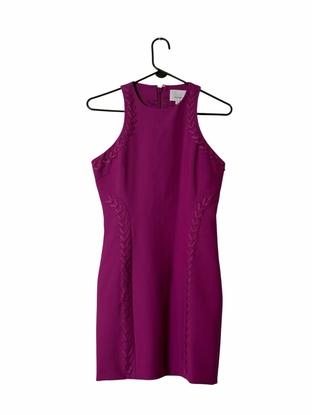 Cinq à Sept Alison Mini Dress Size 6 Pink Sleeveless Braided Trim Cocktail - Picture 2 of 8